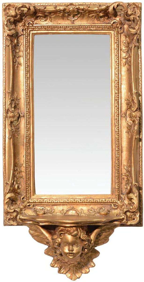 Barock Spiegel mit Unterbau Konsole Gold 34,5 x H. 68 cm - Barock Wandspiegel