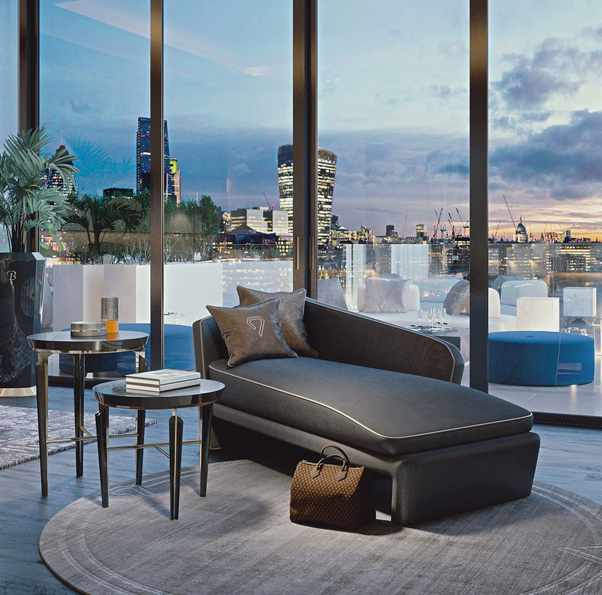 Luxus Hotel Chaiselongue Grau / Weiß 178 x 98 x H. 80 cm - Massivholz Recamiere - Hotel Möbel - Luxus Qualität - Made in Italy