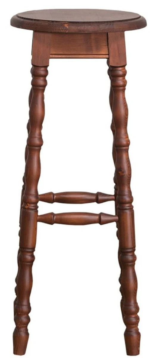 Landhausstil Barhocker Braun 35 x 35 x H. 82 cm - Massivholz Barstuhl im Landhausstil