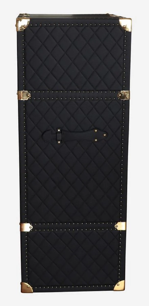 Luxus Leder Koffer Barschrank Schwarz / Messing H. 135 cm - Made in Italy