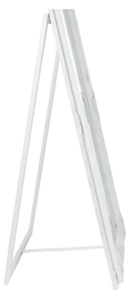 Barock Standspiegel Weiß / Gold 50 x H. 180 cm - Handgefertigter Spiegel mit Holzrahmen & wunderschönen Verzierungen