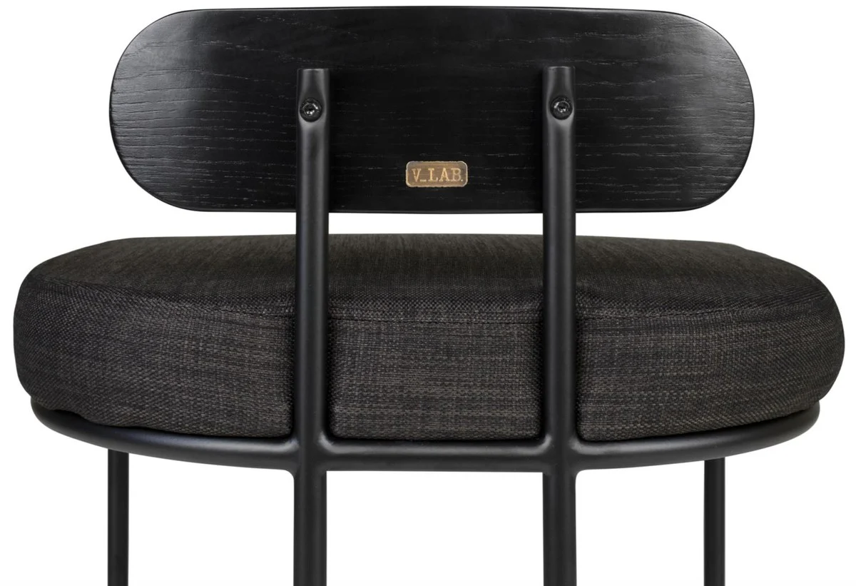 Designer Esszimmerstuhl Schwarz 46 x 46 x H. 64,5 cm - Moderner Küchenstuhl mit pulverbeschichtetem Stahl - Luxus Esszimmermöbel