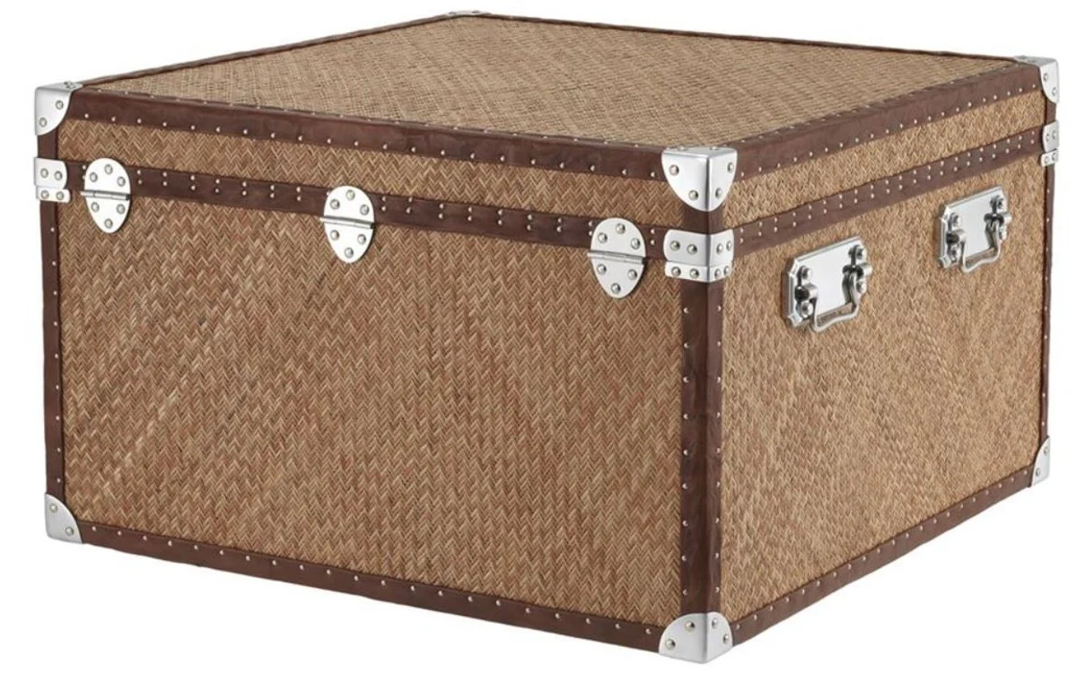 Luxus Couchtisch im vintage Koffer Design 85 x 85 x H. 51 cm - Designer Möbel