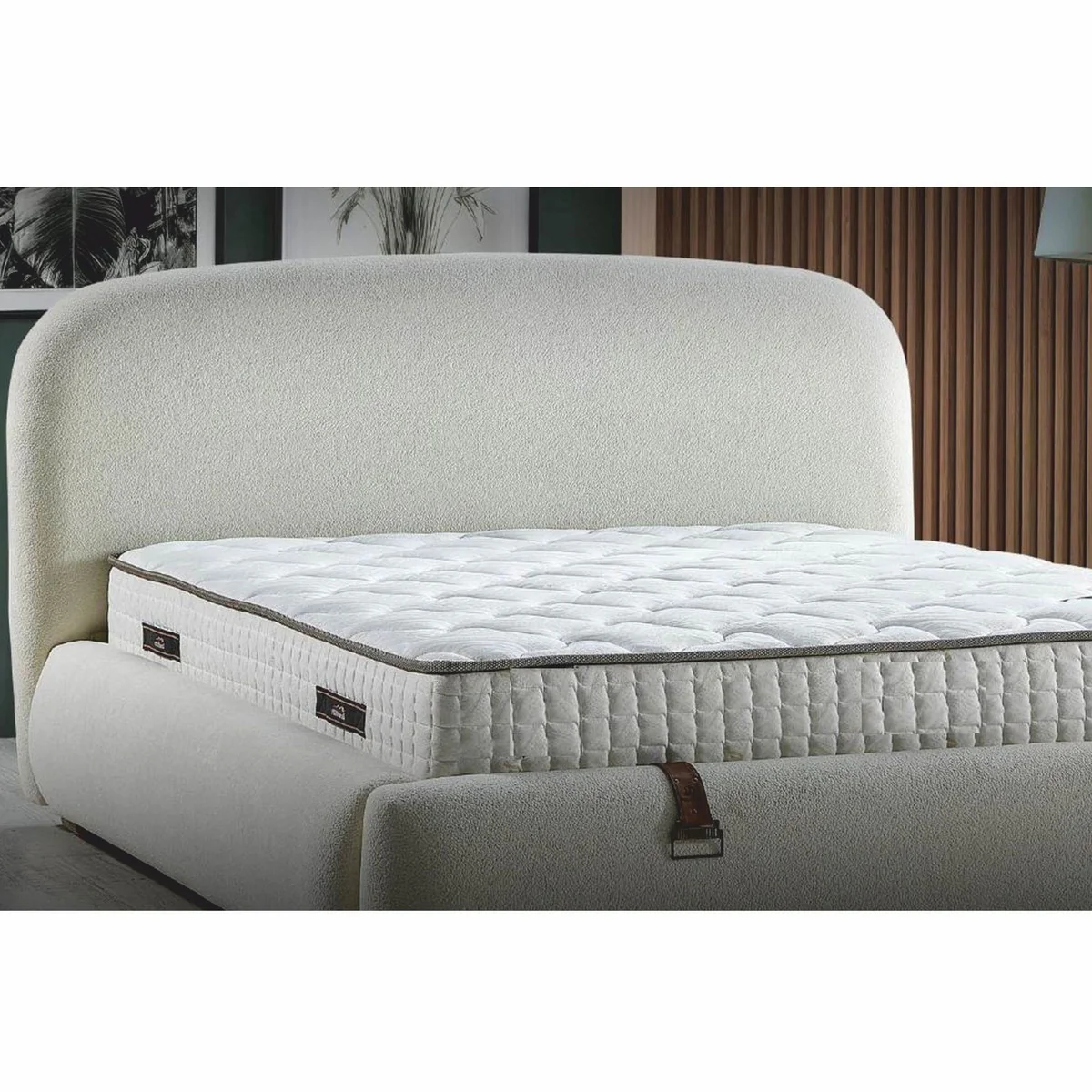 Luxus Doppelbett mit Matratze Creme / Braun - Verschiedene Größen