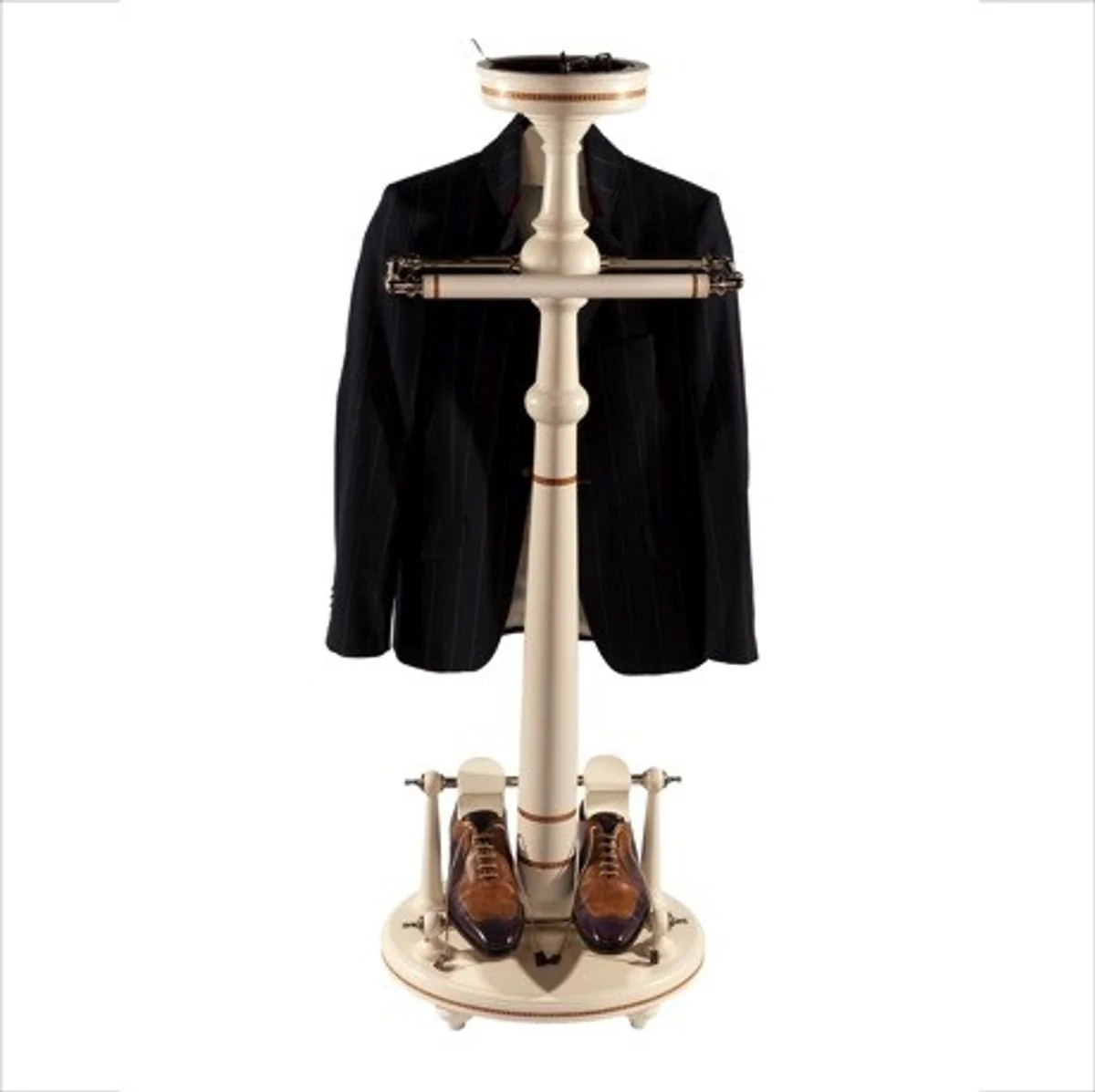 Designer Luxus Garderoben Ständer New York Banker Stil - Weiss- Dressboy - Kleiderständer Anzugständer - Barock Empire Art Deco Jugendstil Biedermeier