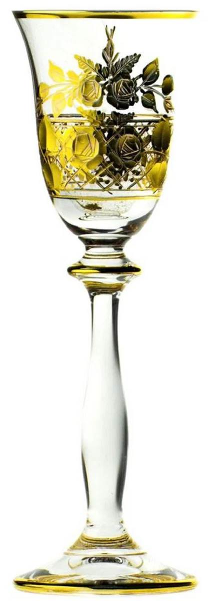 Luxus Barock Likörglas 6er Set Gold Ø 5,5 x H. 17 cm - Handgefertigte und handgravierte Likörgläser - Hotel & Restaurant Accessoires - Luxus Qualität
