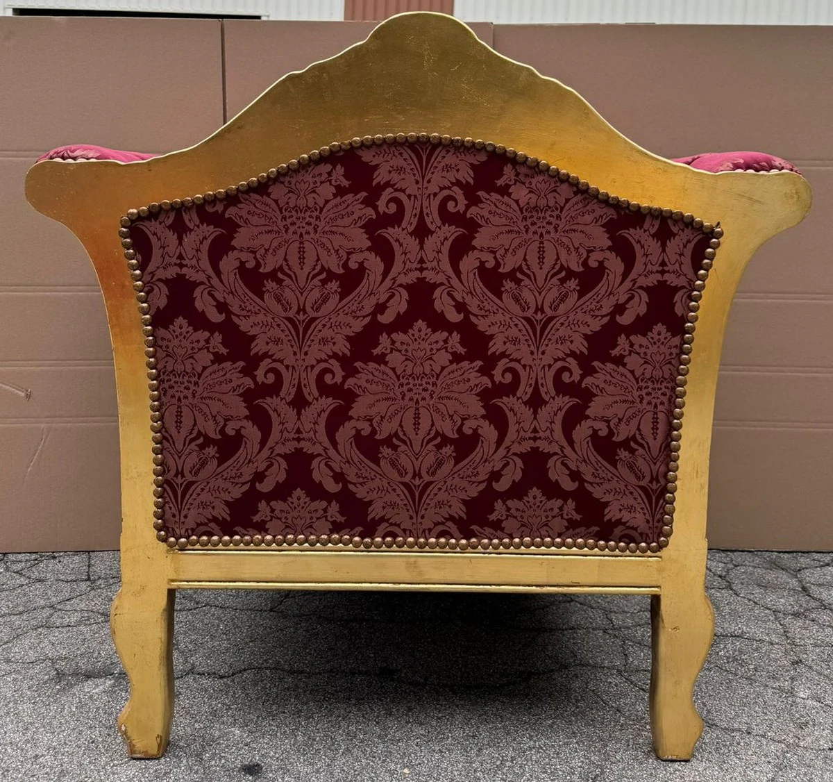 Barock Lounge Sessel Bordeauxrot Muster / Gold - Barock Möbel