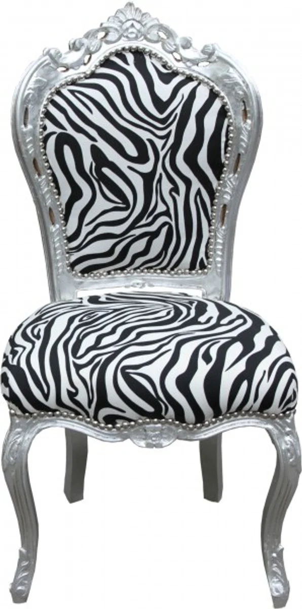 Barock Esszimmer Stuhl Zebra/Silber Mod2 - Möbel - Barockmöbel