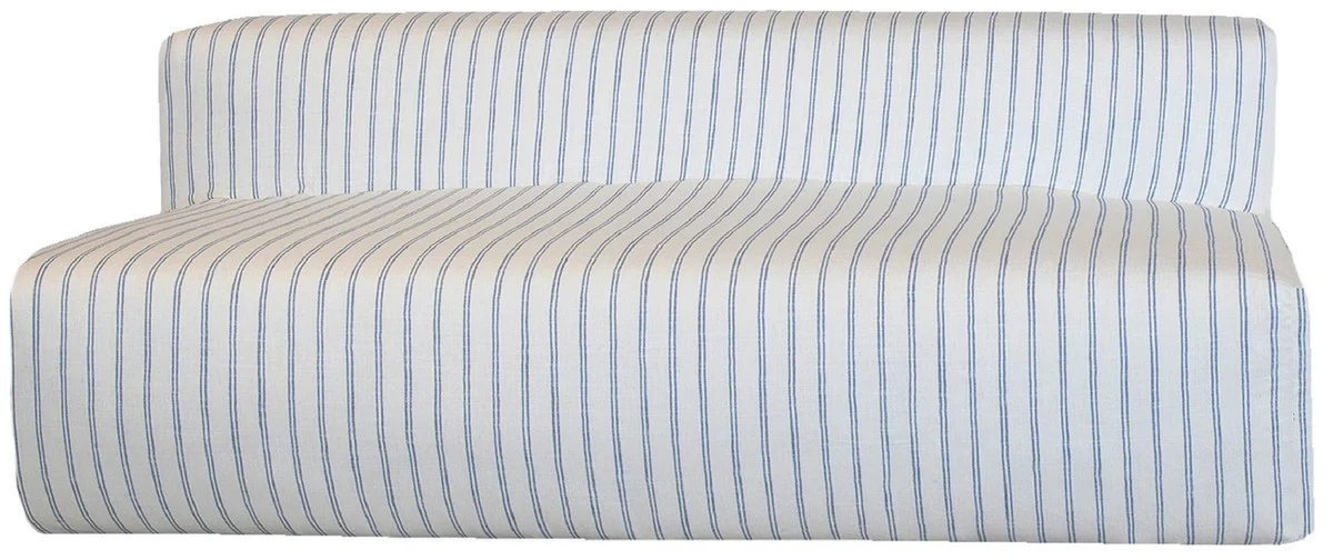 Luxus Wohnzimmer Sofa mit Streifen Weiß / Blau 200 cm
