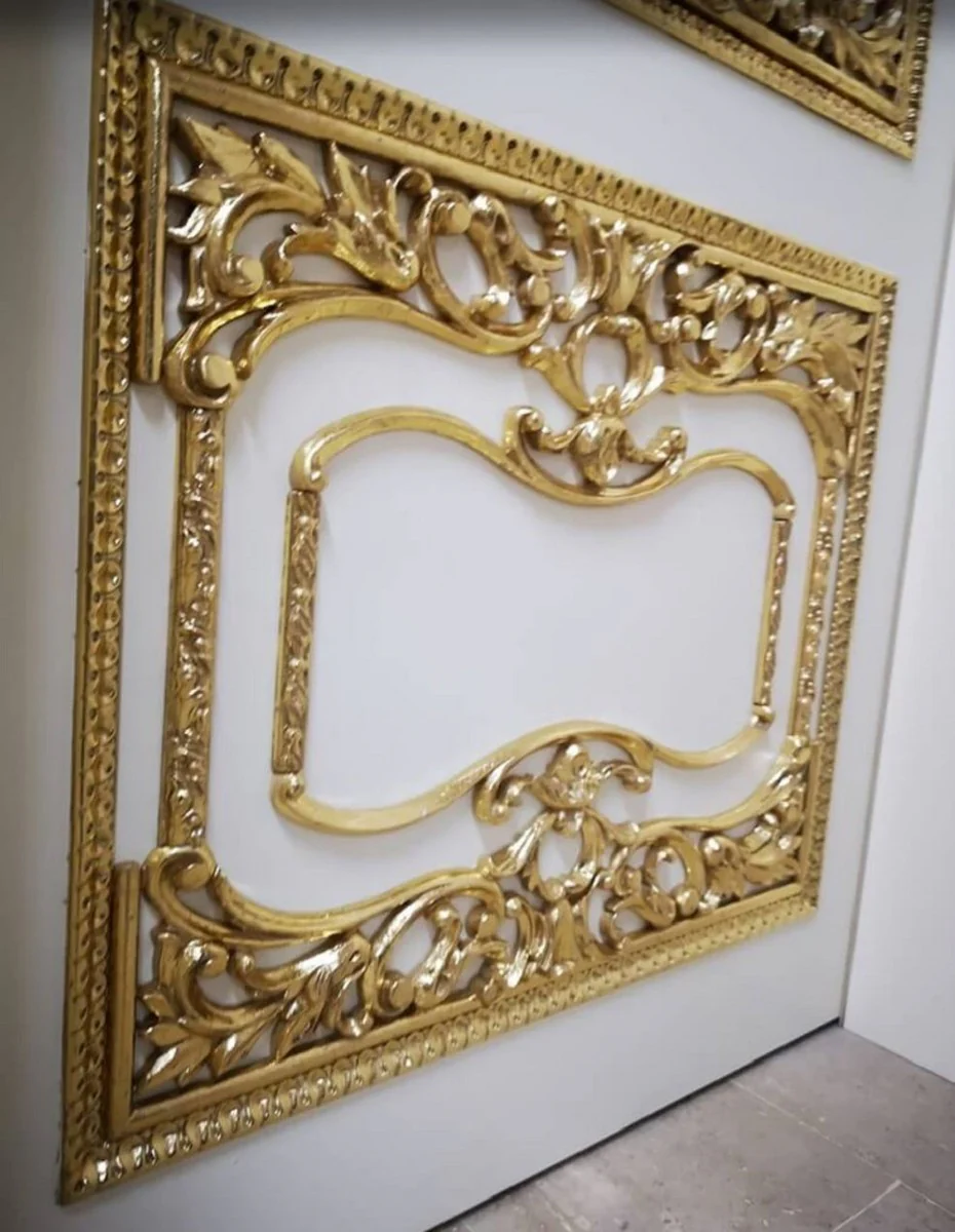 Luxus Barock Wohnungstür Weiß / Gold - Prunkvolle Massivholz Tür mit Rahmen - Luxus Möbel im Barockstil - Barock Möbel - Hotel Möbel - Barock Einrichtung - Edel & Prunkvoll