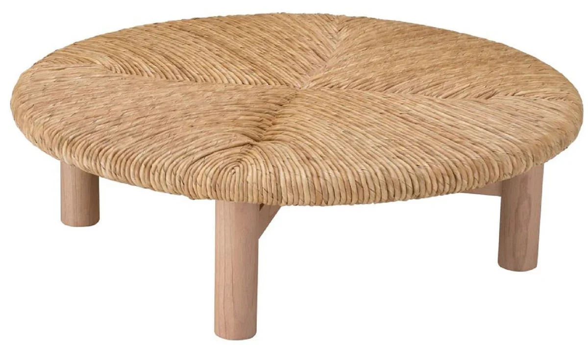Luxus Couchtisch Naturfarben Ø 100 x H. 30,5 cm - Runder Wohnzimmertisch - Wohnzimmer Möbel - Luxus Möbel - Luxus Einrichtung