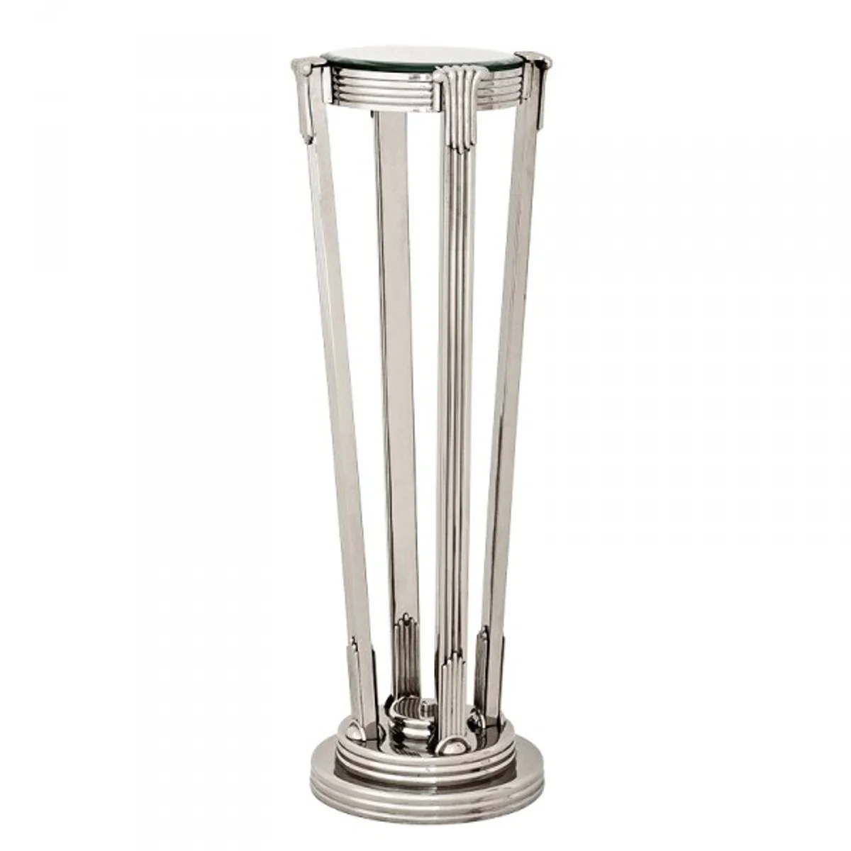 Luxus Barock Beistelltisch / Säule Messing Vintage Nickel Finish 36 x H 105.5 cm - Tisch Möbel