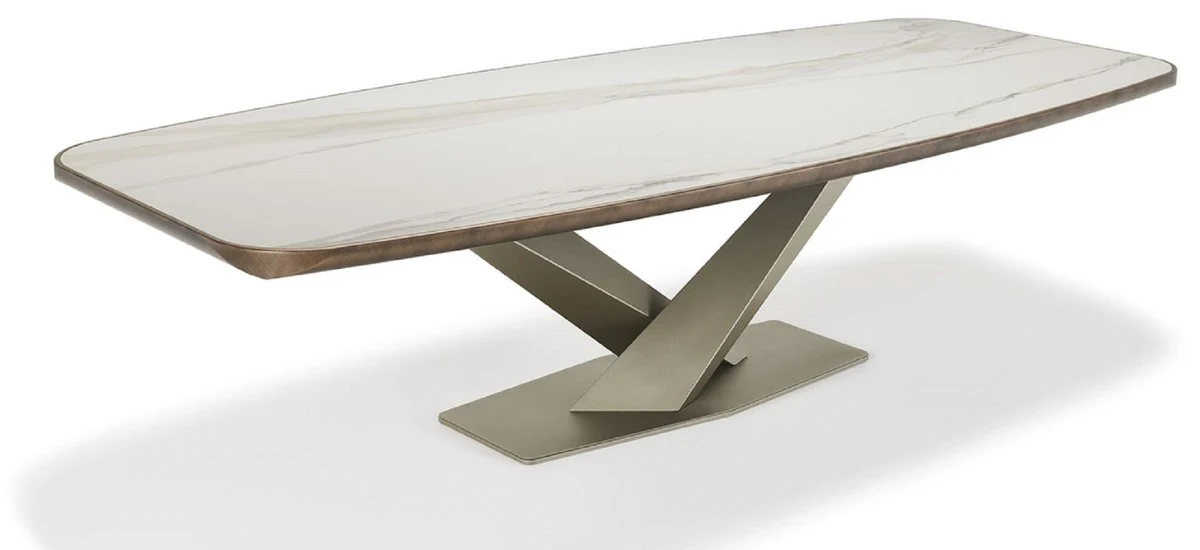 Luxus Esstisch Mehrfarbig / Titanfarben 300 x 128 x H. 73 cm - Esszimmertisch mit hochwertiger Keramik Tischplatte - Moderne Esszimmer Möbel - Luxus Qualität - Made in Italy