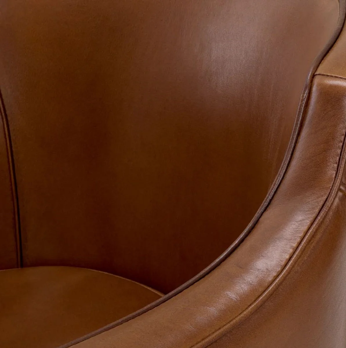 Luxus Leder Sessel Braun 69 x 80 x H. 71 cm - Echtleder Wohnzimmer Sessel - Hotel Sessel - Wohnzimmer Möbel - Hotel Möbel - Luxus Qualität