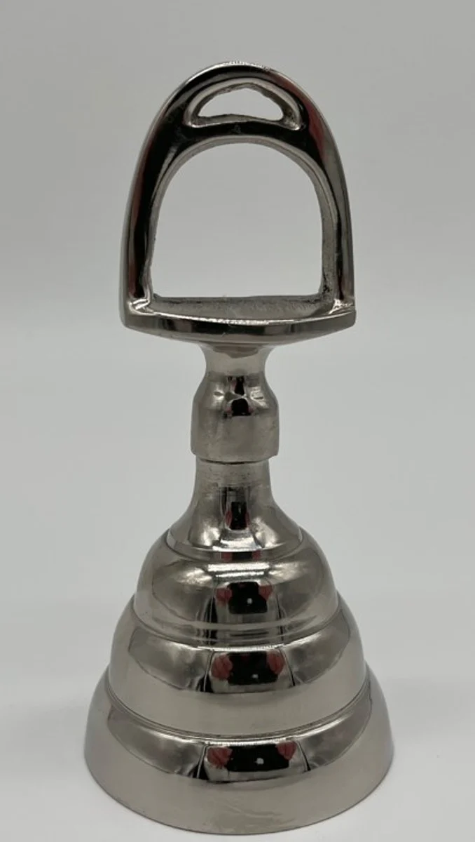 Handglocke Messing vernickelt Horsebit Ø 5.5 x H. 12.5 cm - Tischglocke - Service Glocke - Gastronomie Glocke - Hotel Glocke - Hotel & Gastronomie Deko Accessoires