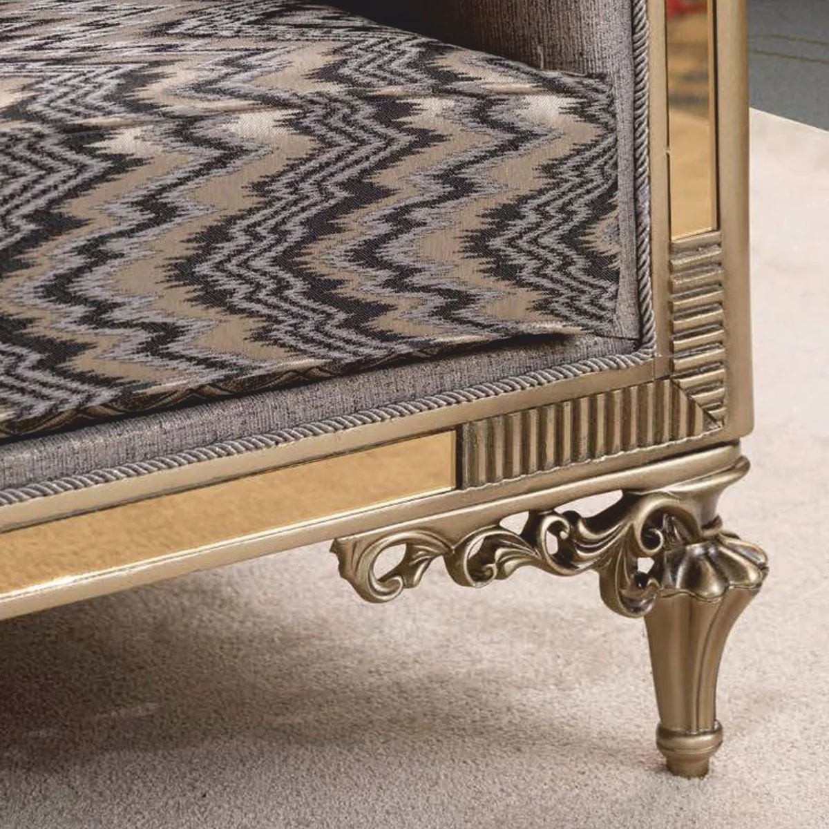 Luxus Barockstil Wohnzimmer Möbel Set Grau / Gold - Barock Möbel