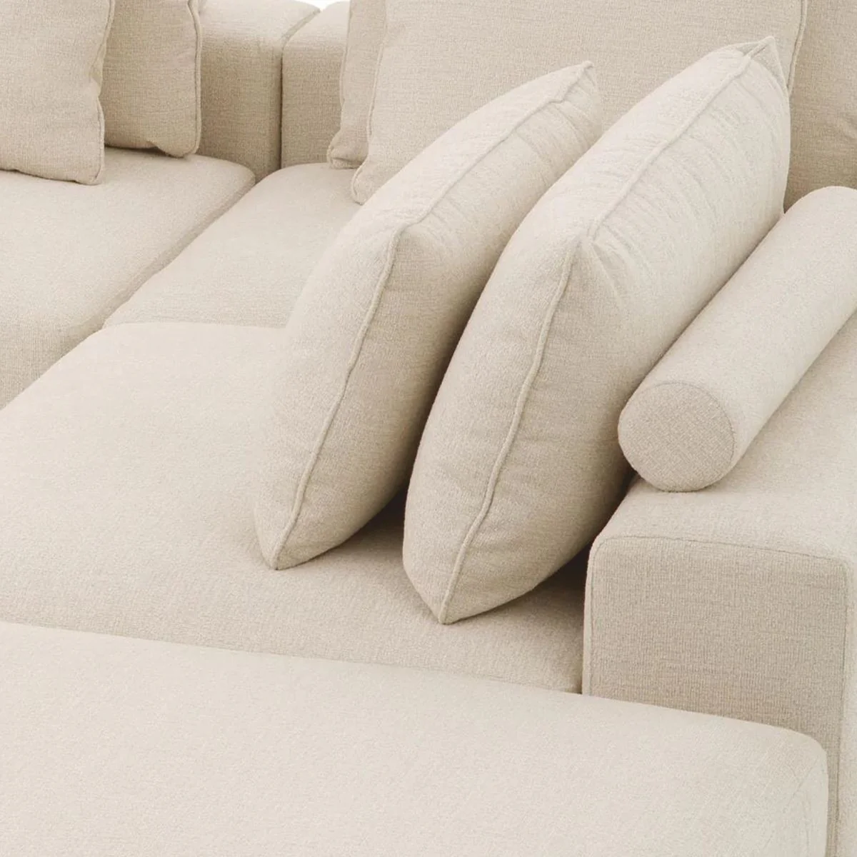 Luxus Ecksofa Beige / Schwarz 388 x 360 cm - Modulares Wohnzimmer Sofa - Luxus Möbel