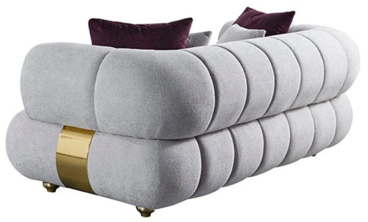 Luxus 3er Sofa Grau / Gold - Modernes Wohnzimmer Sofa - Moderne Wohnzimmer Möbel - Luxus Kollektion