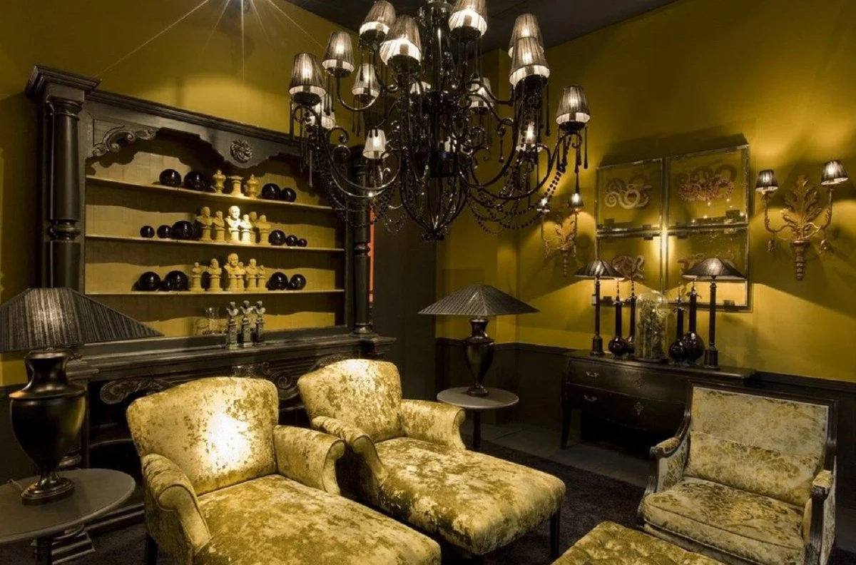 Luxus Landhausstil Massivholz Kommode mit 2 Schubladen Antik Schwarz - Handgefertigte Landhausstil Möbel - Luxus Qualität