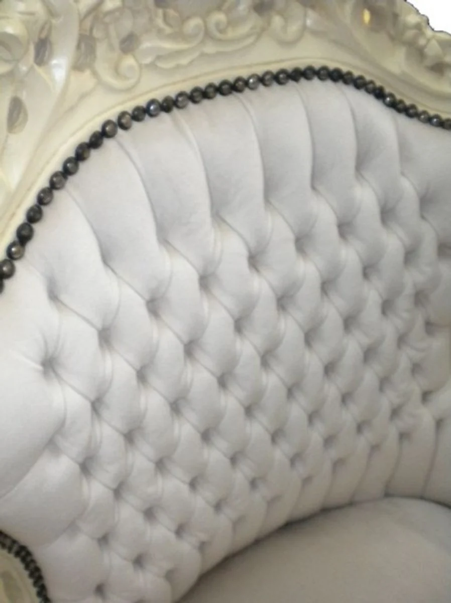 Barock Sessel King Creme/Creme Samtstoff