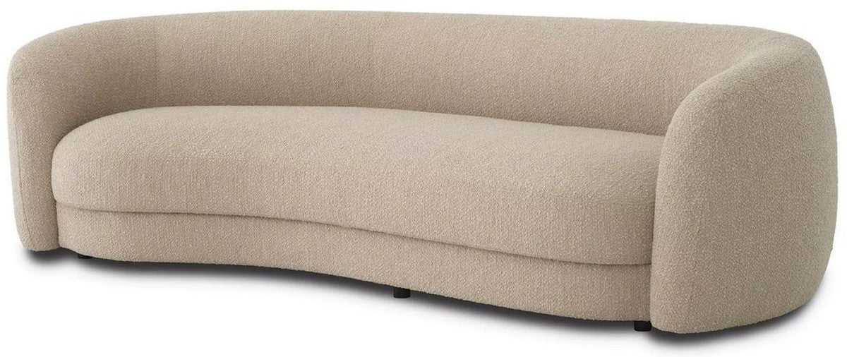 Luxus Sofa Sandfarben / Schwarz 232 x 95 x H. 70 cm - Gebogenes Wohnzimmer Sofa - Wohnzimmer Möbel - Luxus Möbel - Wohnzimmer Einrichtung - Luxus Einrichtung - Luxus Qualität