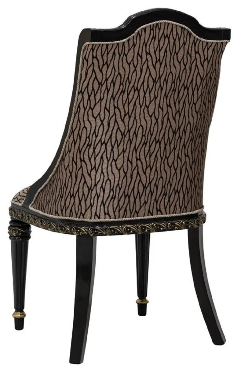 Luxus Barock Esszimmerstuhl 6er Set Gold / Schwarz / Gold - Barockstil Küchenstühle mit Muster - Luxus Esszimmer Möbel im Barockstil - Barock Esszimmer Möbel - Barock Einrichtung