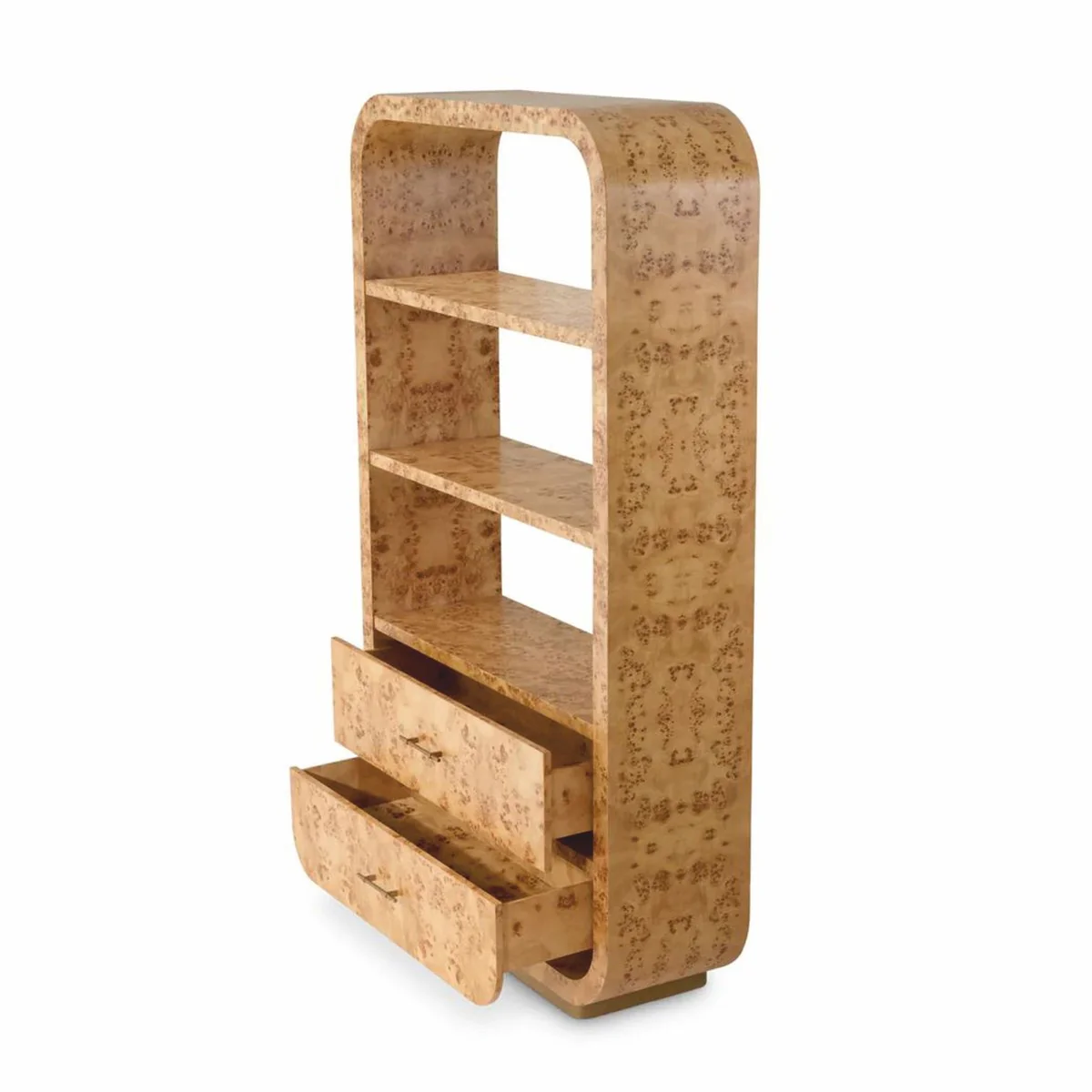 Luxus Regalschrank mit 2 Schubladen Hellbraun / Antik Messing H. 210 cm