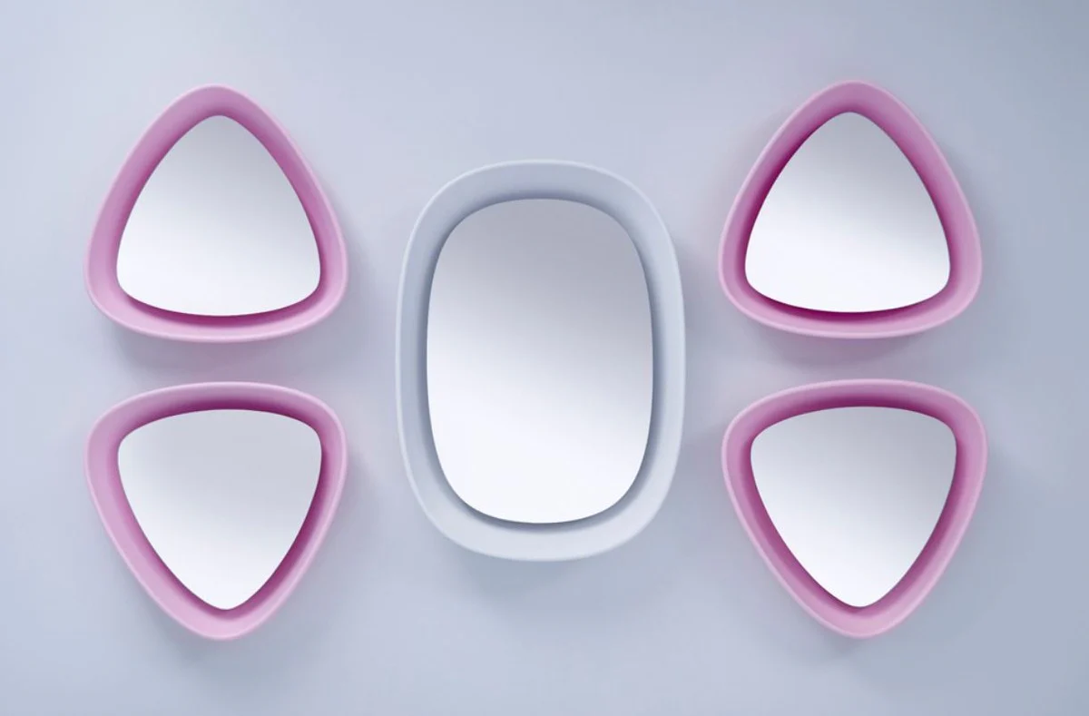 Luxus Designer Spiegel Rosa 64 x H. 63 cm - Designer Wandspiegel mit Licht