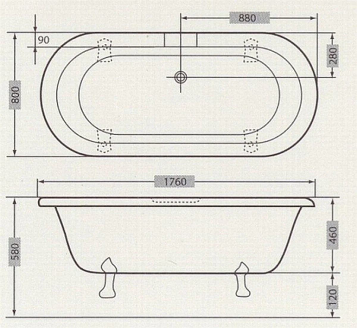 Freistehende Luxus Badewanne Jugendstil Milano Weiß/Silber - Barock Badezimmer