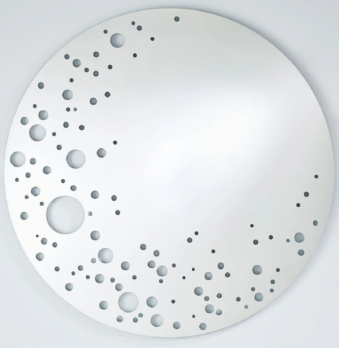 Luxus Wandspiegel in Mond Optik Ø 125 cm - Runder Wohnzimmer Spiegel - Luxus Kollektion
