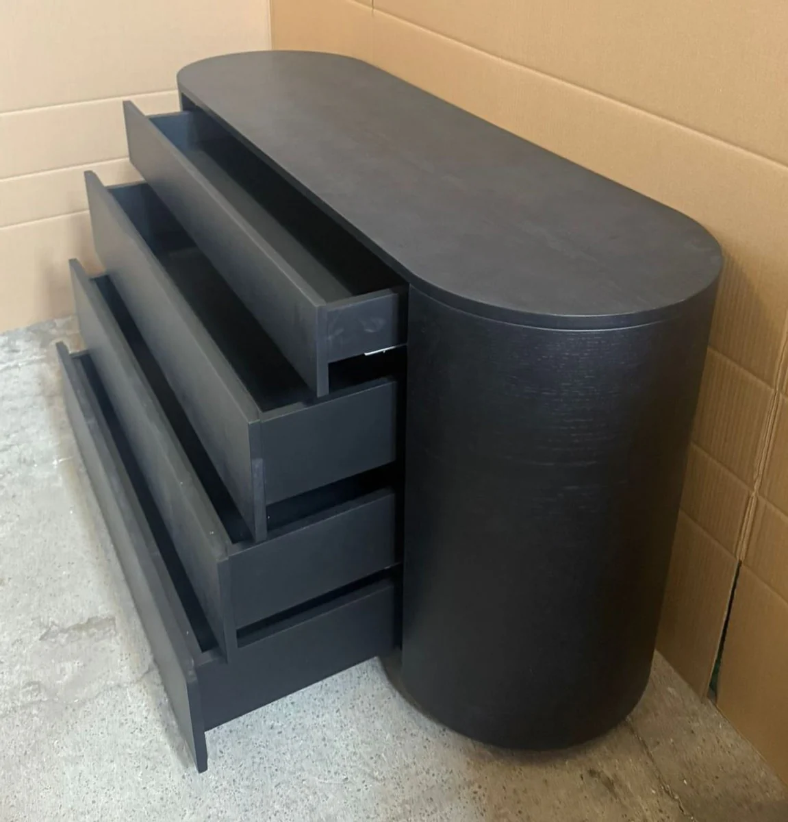 Luxus Kommode mit 4 Schubladen Schwarz 140 cm - Luxus Möbel