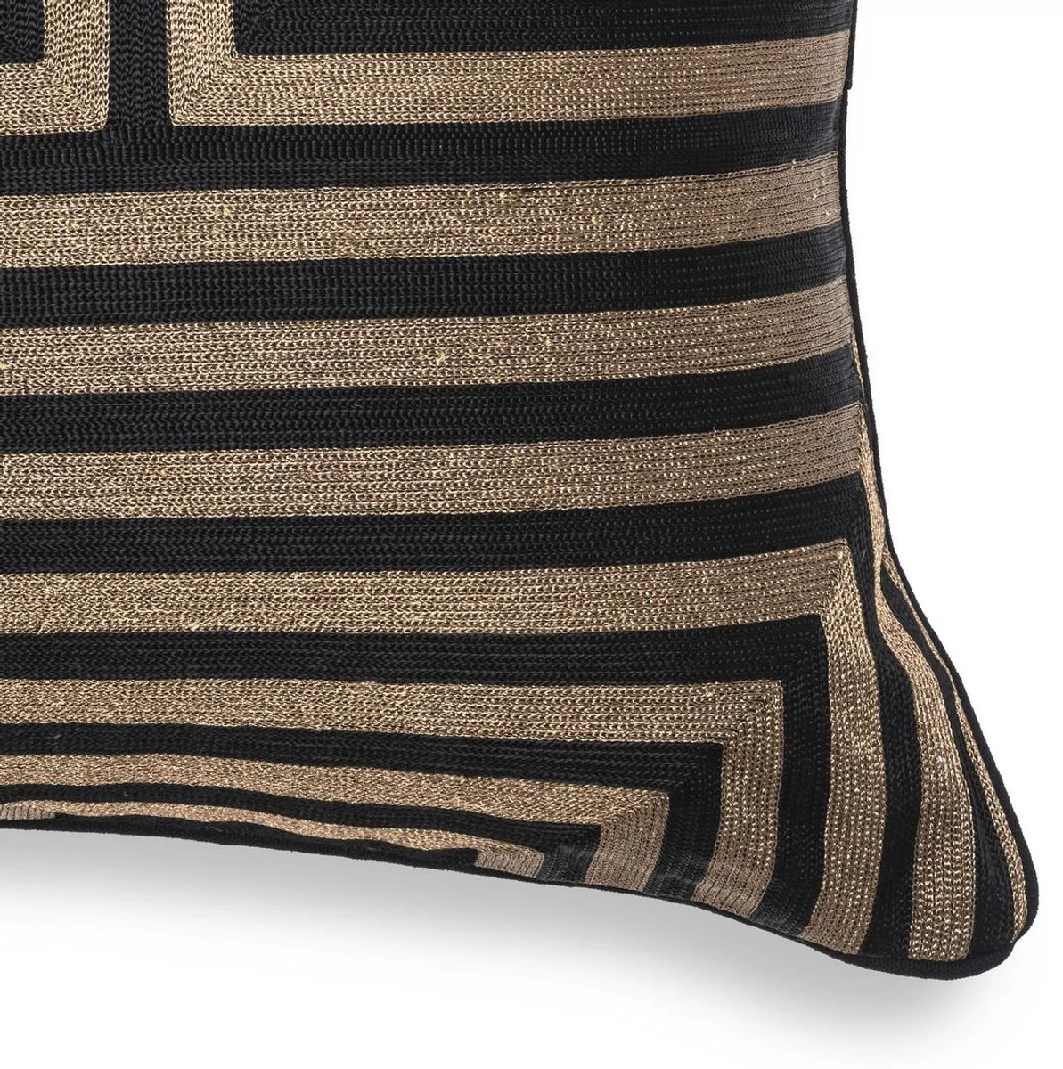 Luxus Deko Kissen Schwarz / Gold 60 x 40 cm - Rechteckiges Zierkissen mit elegantem Muster - Luxus Qualität - Hotel Kollektion