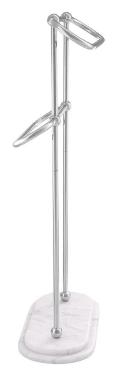 Luxus Handtuchhalter Silber / Weiß 50 x 22 x H. 91 cm - Luxus Badezimmer Accessoires