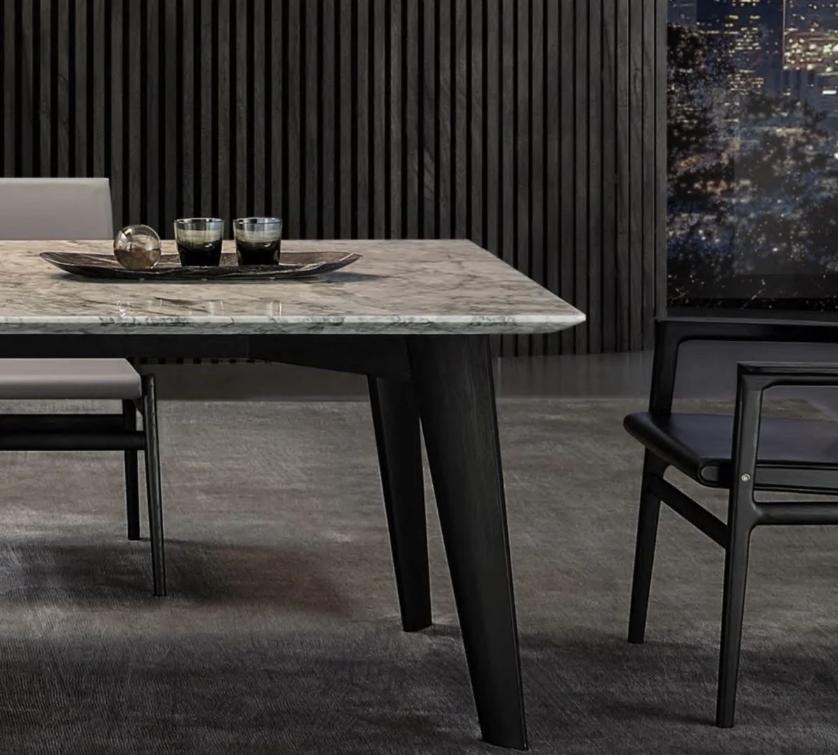 Luxus Esstisch Weiß / Schwarz 240 x 100 x H. 75 cm - Moderner Küchentisch mit hochwertiger italienischer Calacatta Marmor Tischplatte - Luxus Esszimmer Möbel