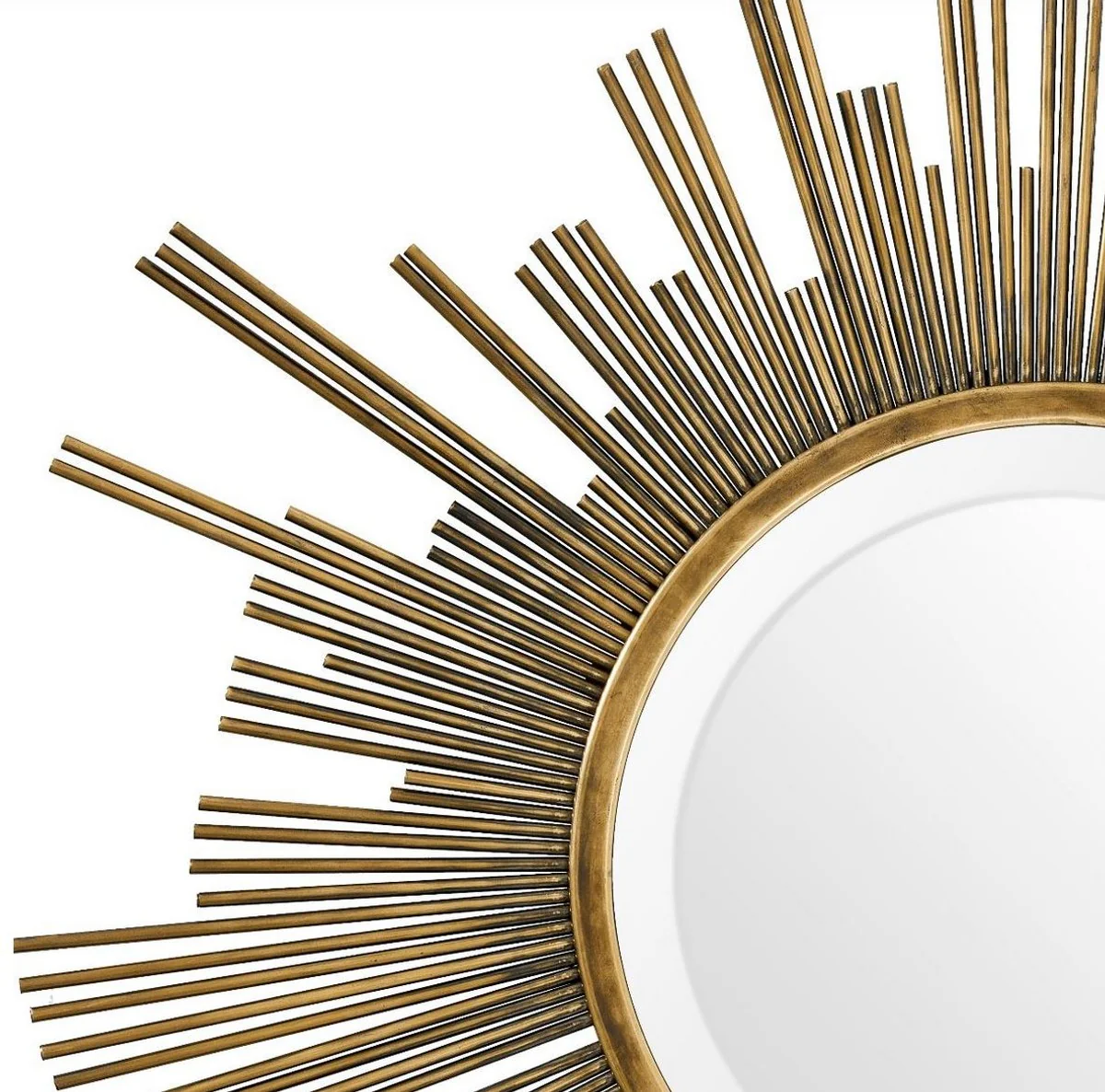 Designer Spiegel Vintage Messing Ø 82 cm - Garderobenspiegel - Wohnzimmer Spiegel - Luxus Wandspiegel