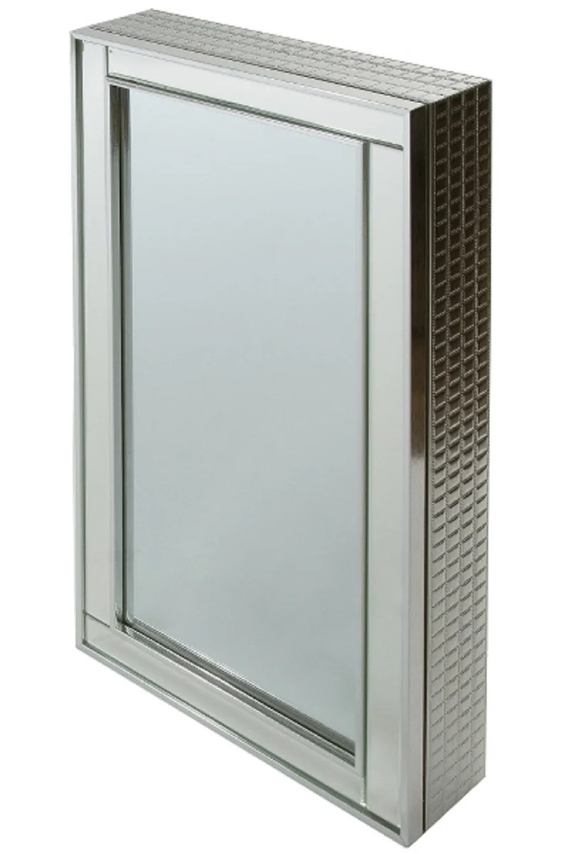 Luxus Schmuckschrank Silber 40 x 9 x H. 80 cm - Spiegelschrank mit verspiegelter Schiebetür