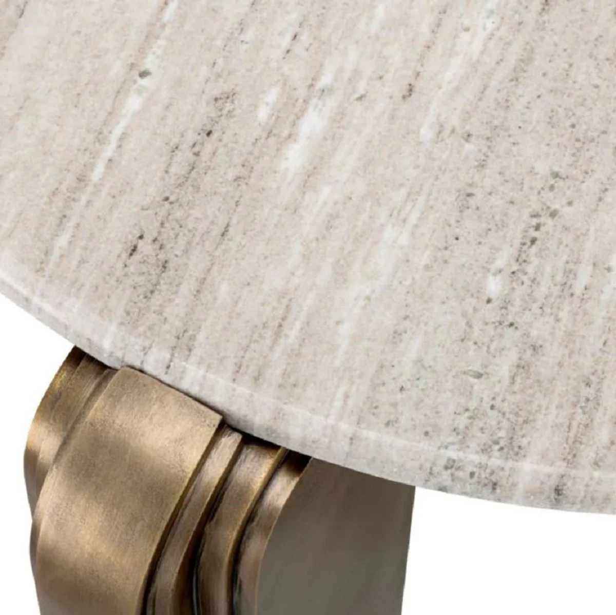 Luxus Couchtisch Beige / Antik Messing Ø 99 x H. 46 cm