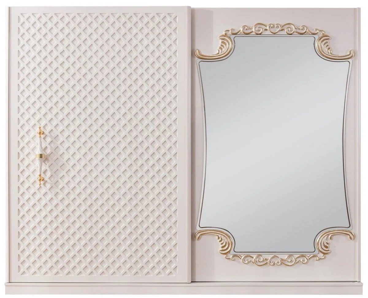 Luxus Barock Schlafzimmerschrank Weiß / Gold - Massivholz Kleiderschrank mit 2 Schiebetüren - Barock Schlafzimmer Möbel - Edel & Prunkvoll