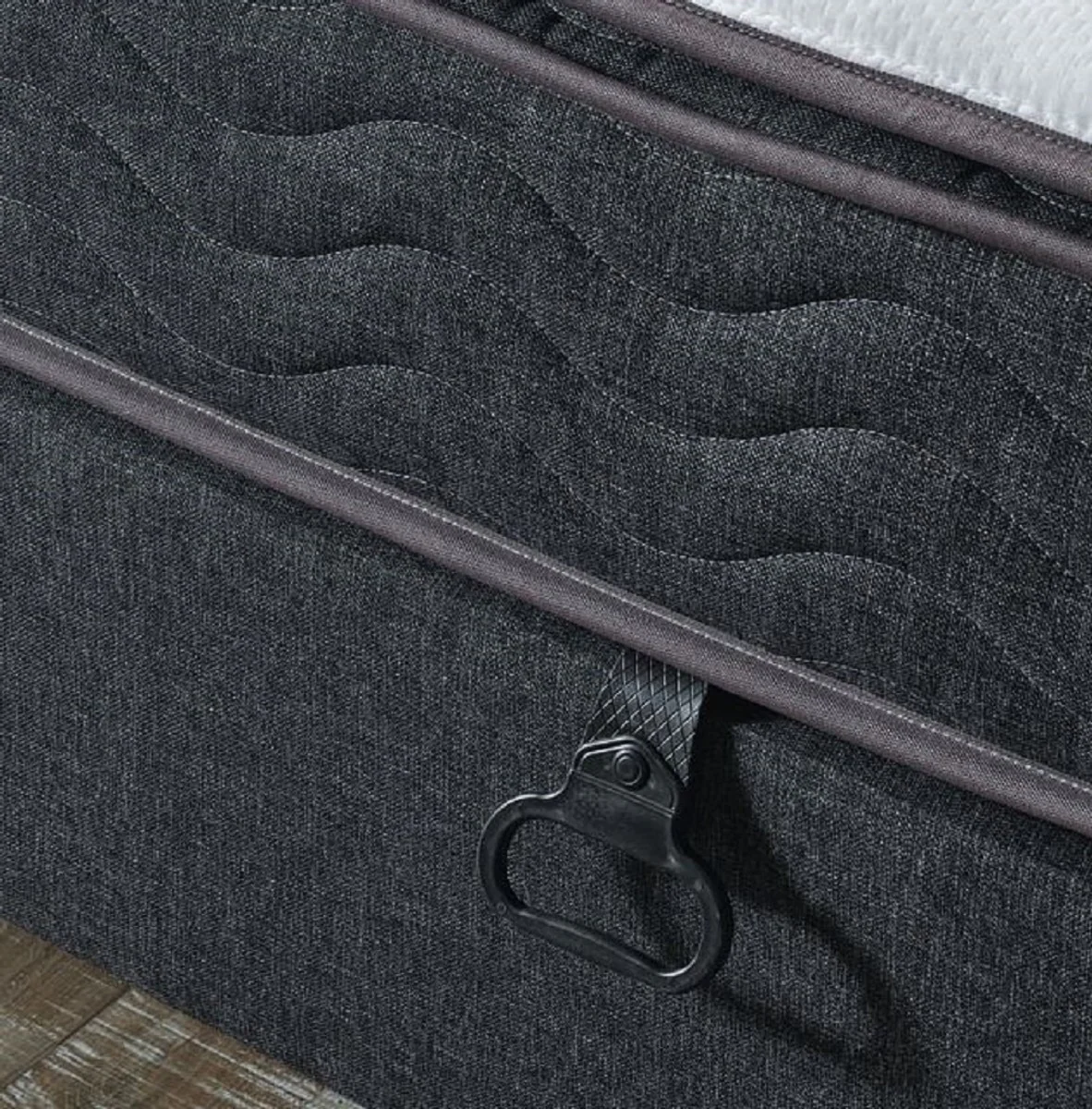 Luxus Doppelbett Grau / Weiß / Schwarz 180 x 200 cm - Massivholz Bett mit Kopfteil und Matratze - Schlafzimmer Möbel - Hotel Möbel - Luxus Möbel - Luxus Einrichtung