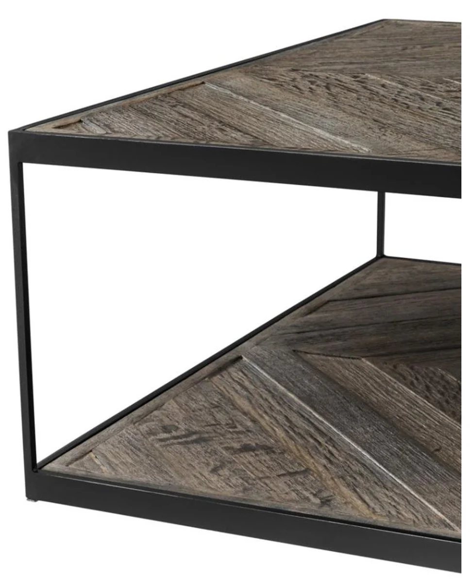 Designer Couchtisch aus verzinktem Stahl und verwittertem Eichenholz - Luxus Kollektion