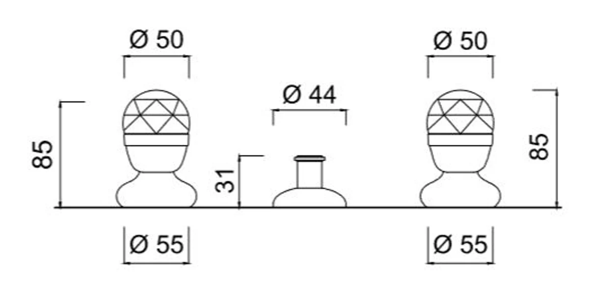 Luxus Badewannen Armaturen Bidget Dreilochbatterie Ablaufgarnitur Silber - Luxus Bad Zubehör Made in Italy