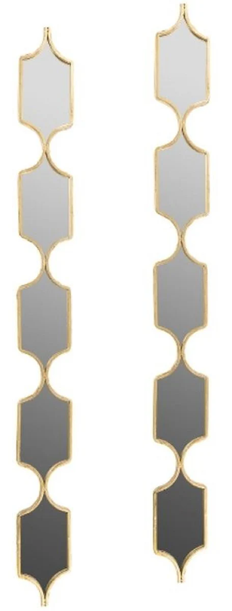 Designer Metall Spiegel Set Gold 148 cm - Luxus Wandspiegel 2er Set