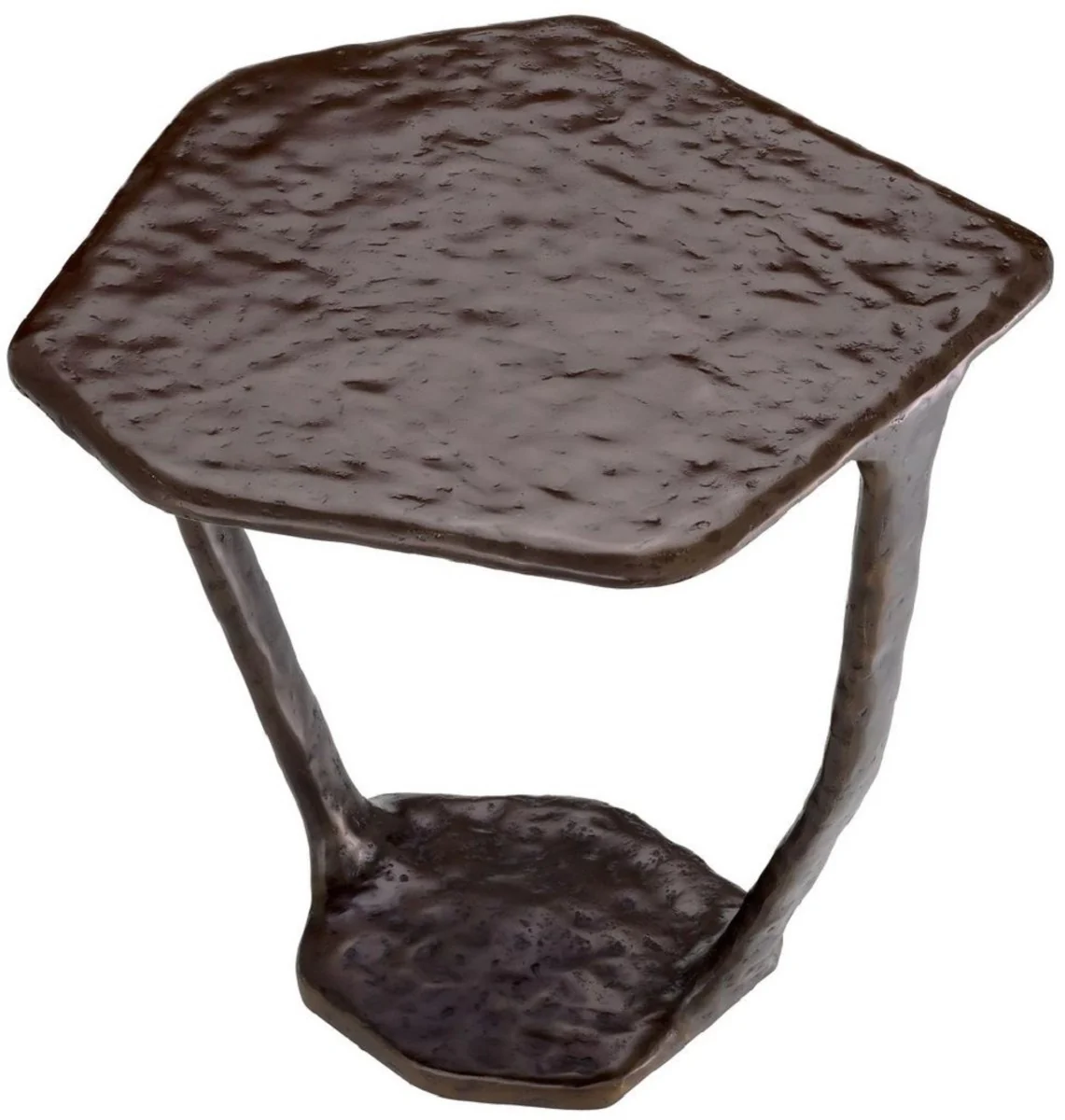 Luxus Designer Beistelltisch Bronze 48 x 46 x H. 50 cm - Aluminium Tisch - Wohnzimmer Möbel - Luxus Möbel - Luxus Einrichtung - Wohnzimmer Einrichtung