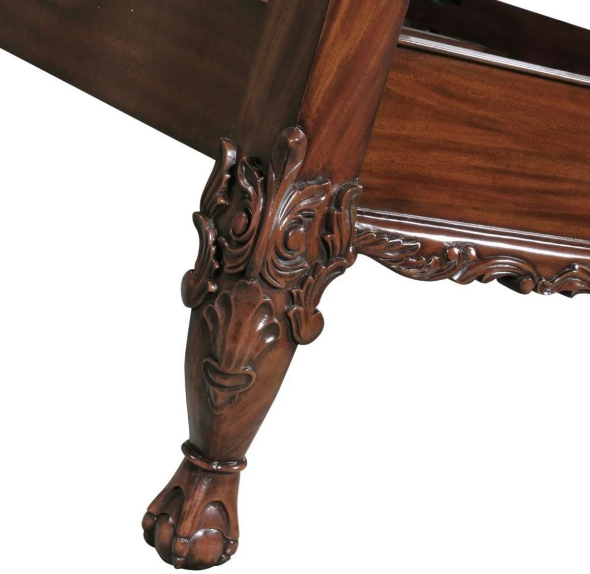 Luxus Barock Doppelbett Dunkelbraun - Handgefertigtes Massivholz Bett - Schlafzimmer Möbel im Barockstil - Edel & Prunkvoll