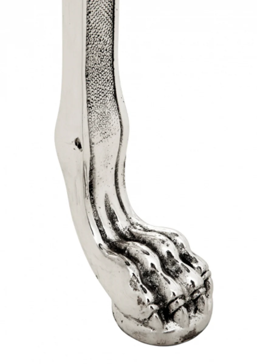 Luxus Art Deco Designer Beistelltisch Antik Silber mit schwarzem Glas 52 x H. 70 cm - Luxus Hotel Tisch