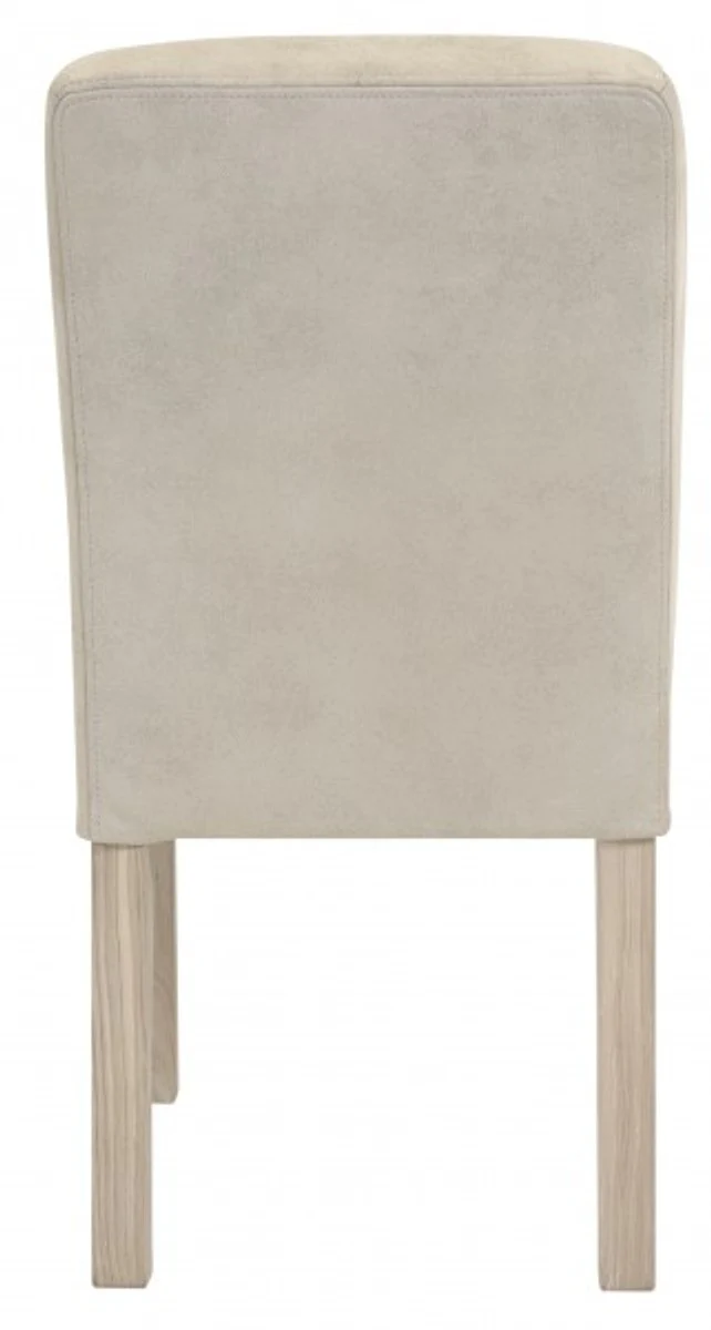 Designer Esszimmer Stuhl ModEF 35 Beige Leder - Hotelmöbel - Holz Buche