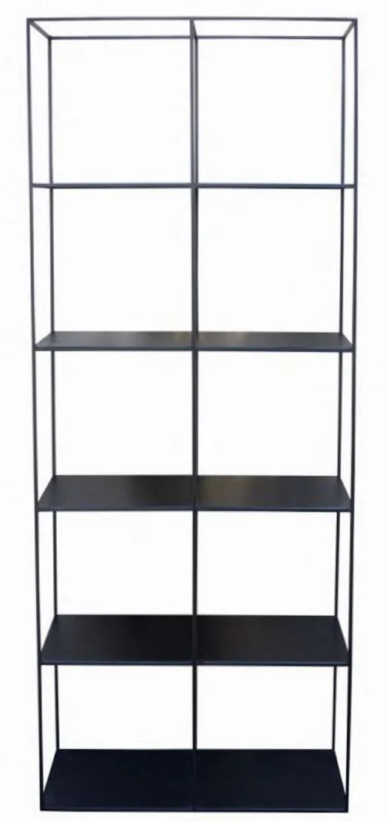 Luxus Metall Regalschrank Schwarz 80 x 40 x H. 200 cm - Wohnzimmerschrank - Bücherschrank - Luxus Möbel
