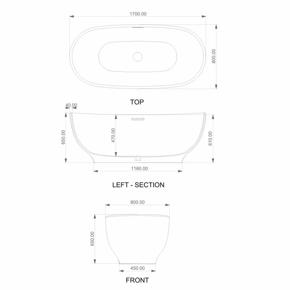 Freistehende Luxus Acryl Badewanne Dunkelgrün / Weiß 170 cm - Made in Italy