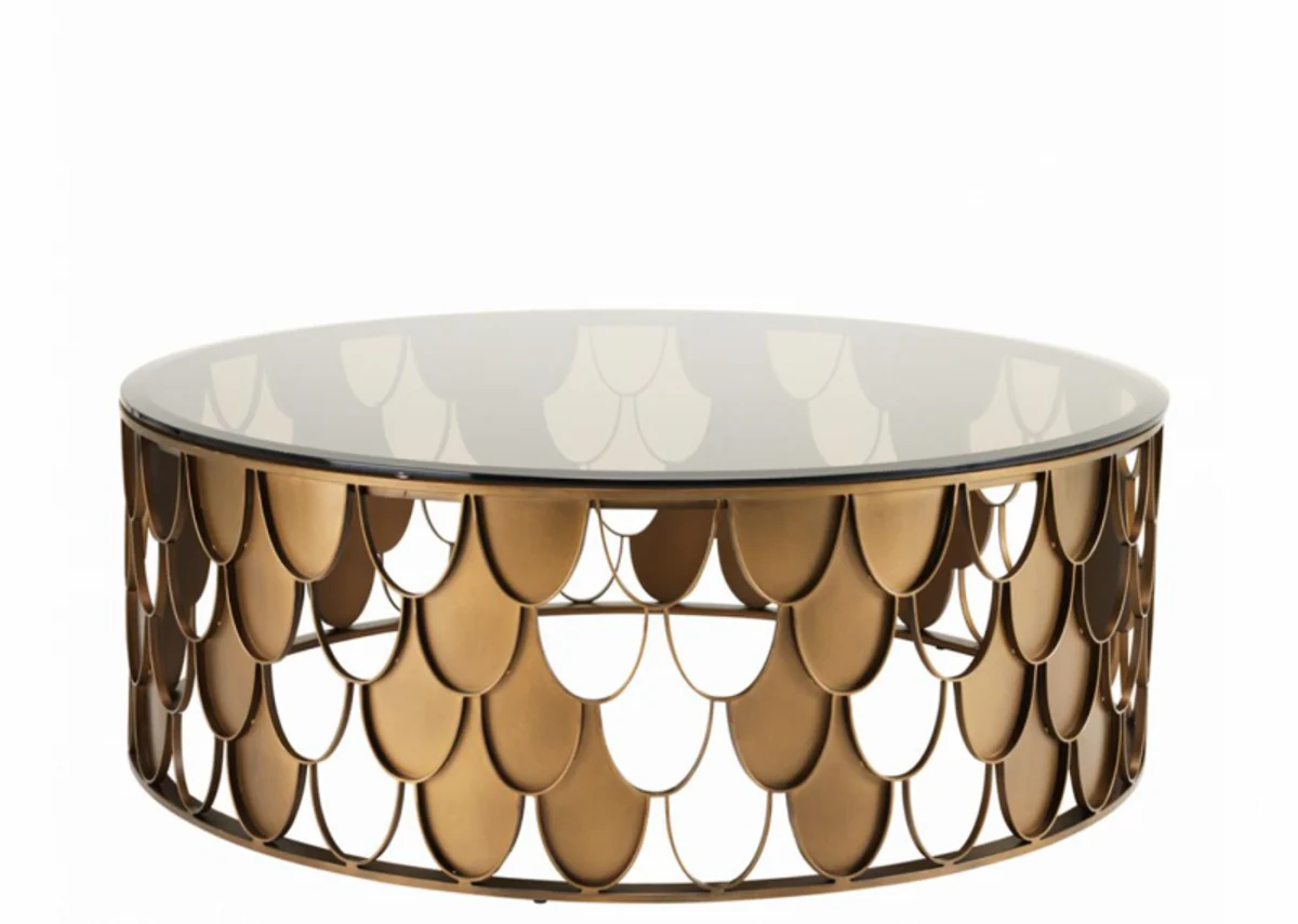 Art Deco Luxus Designer Couchtisch Antik Kupfer - Wohnzimmer Salon Tisch - Luxus Möbel