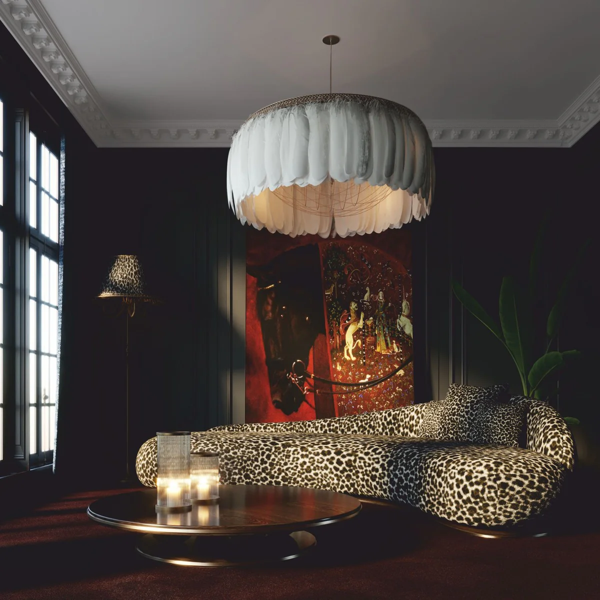 Luxus Sofa Rechte Seite Leopard / Braun / Silber 280 cm - Wohnzimmer & Hotel Möbel